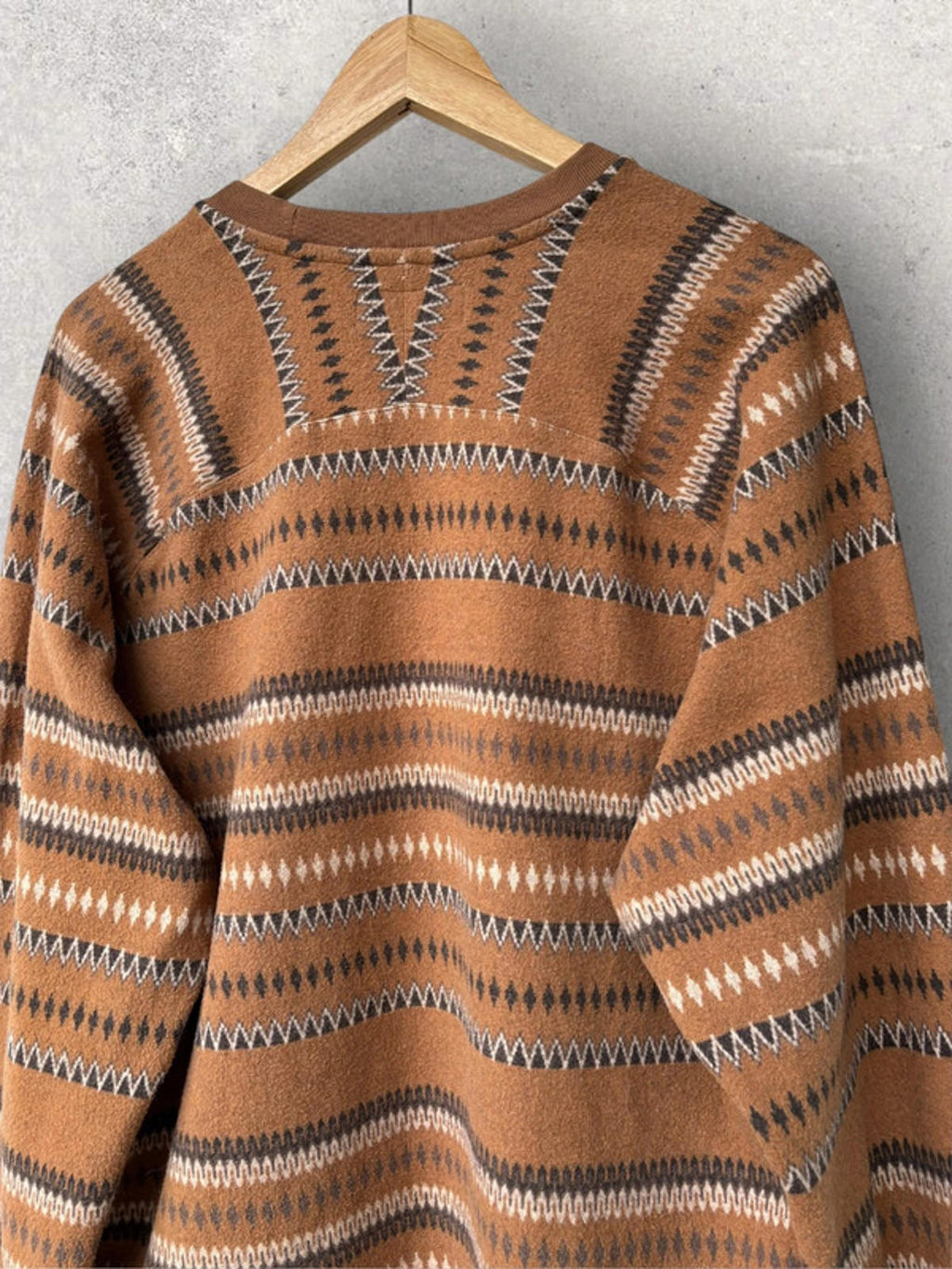 Universal Works Classic Hiker Jacquard Sweatshirt Brown Size L