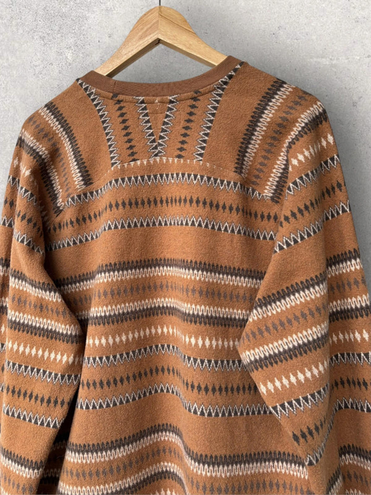 Universal Works Classic Hiker Jacquard Sweatshirt Brown Size L