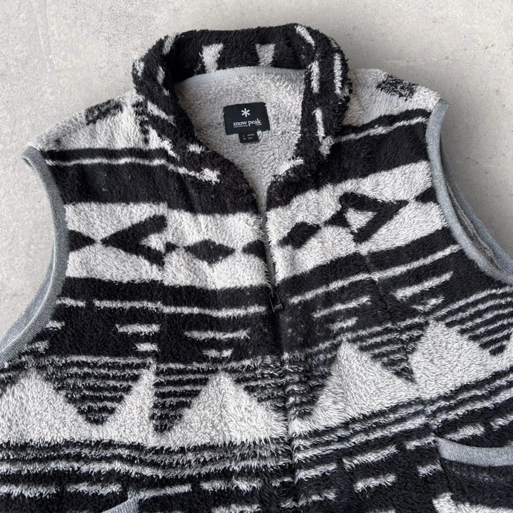 Snow Peak Geometric Fleece Vest White/Black Size M – Japan import