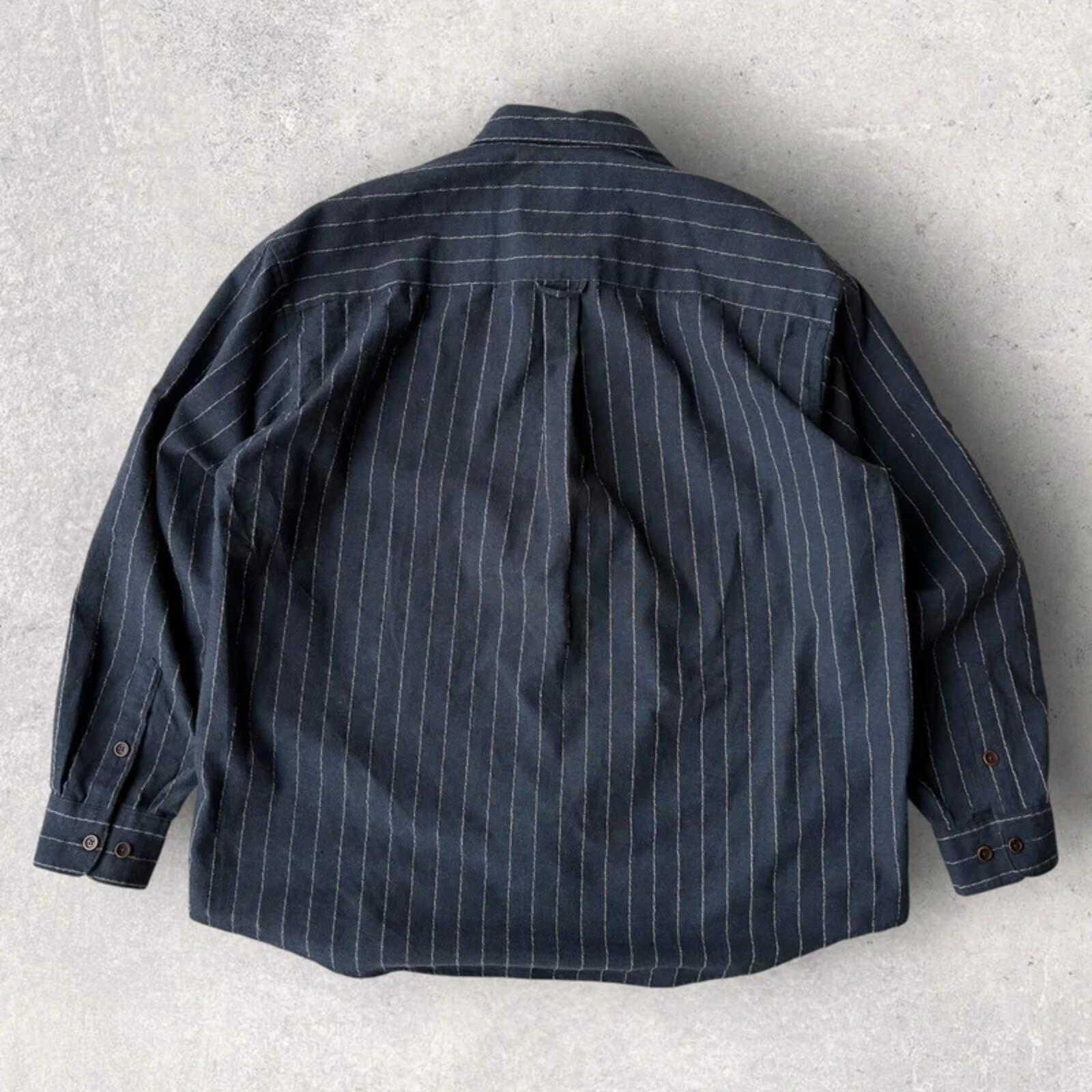 Frizmworks Linen Stripe Shirt Navy L