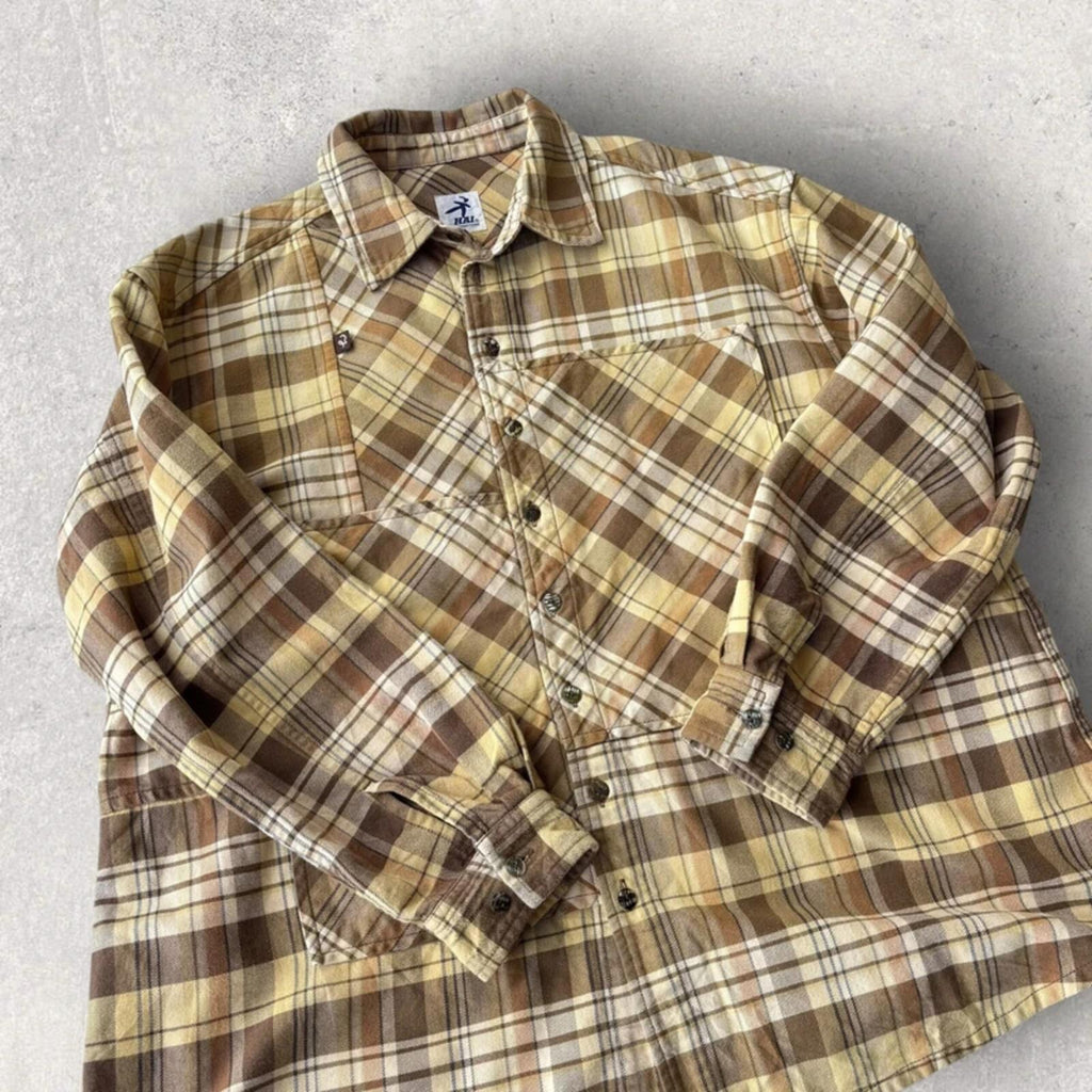Hai by Issey Miyake Plaid Flannel Shirt Beige M