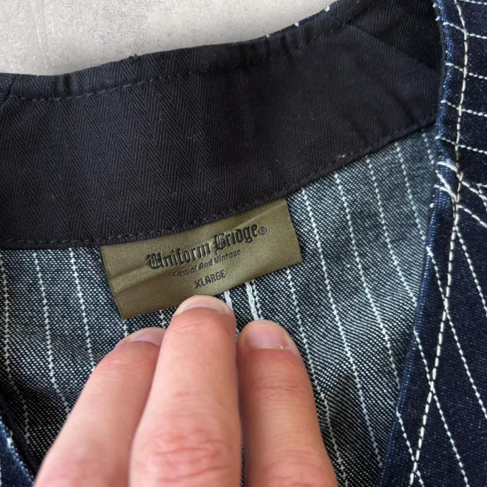 Uniform Bridge Stripe Denim Utility Jacket Blue XL