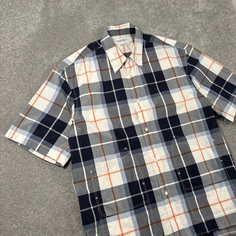 Eastlogue Utility Check Wide Shirt Navy White XL