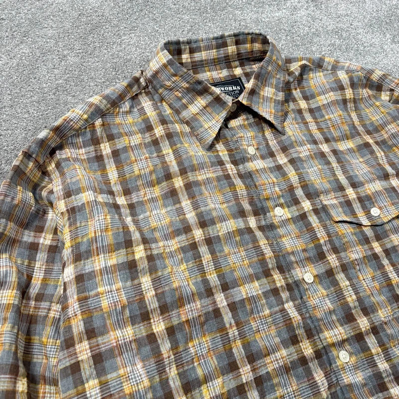 Frizmworks Uneven Check Shirt Yellow M