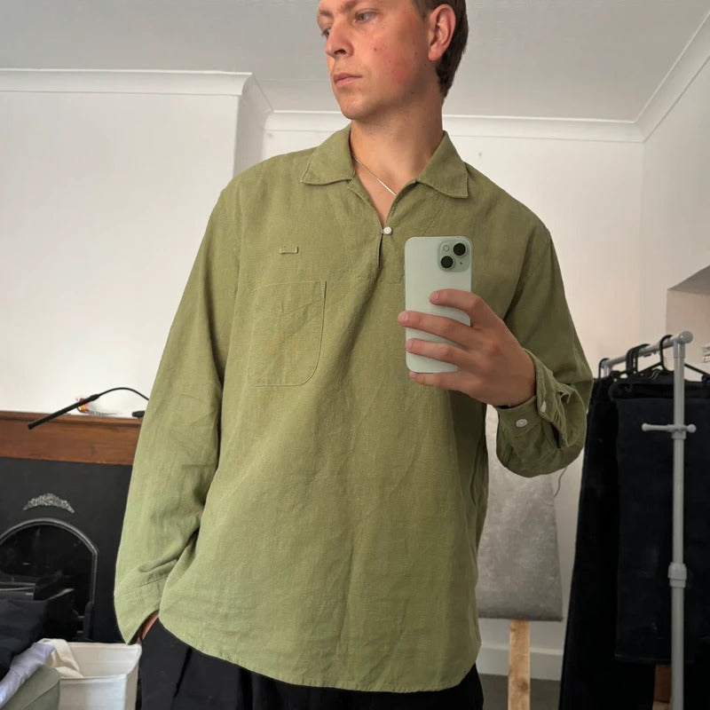 Frizmworks Linen Pullover Shirt Olive M