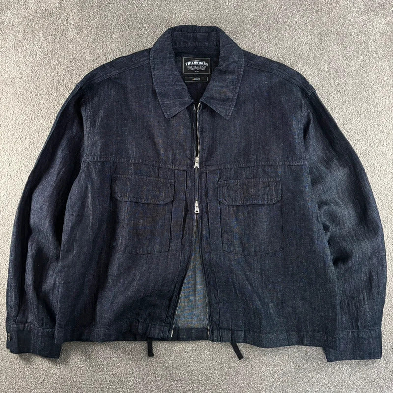 Frizmworks Linen Boxy Overshirt Indigo M
