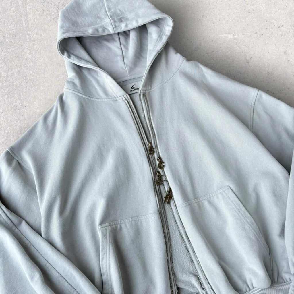 Scuffers Steel Grey Zipper Hoodie L