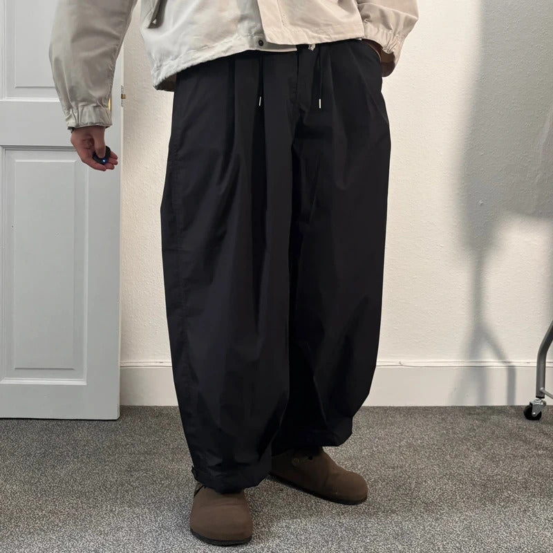 Uniform Bridge Nylon Pleated Wide Pant Black W29