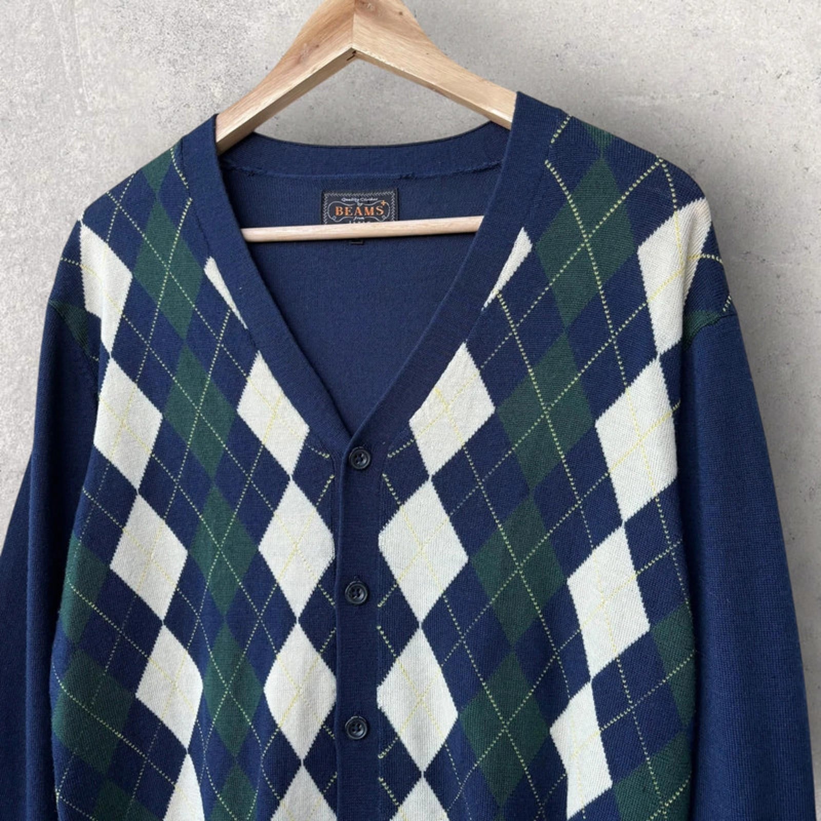 Beams Plus Golfer Knit Cardigan Navy Size M