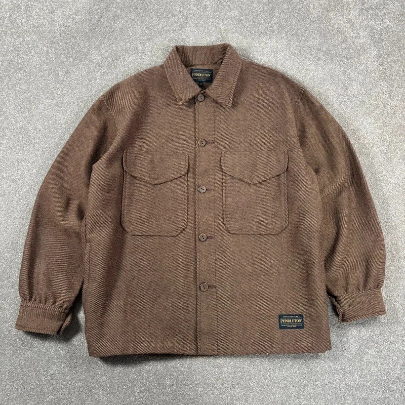 Pendleton Wool Twill Overshirt Brown M