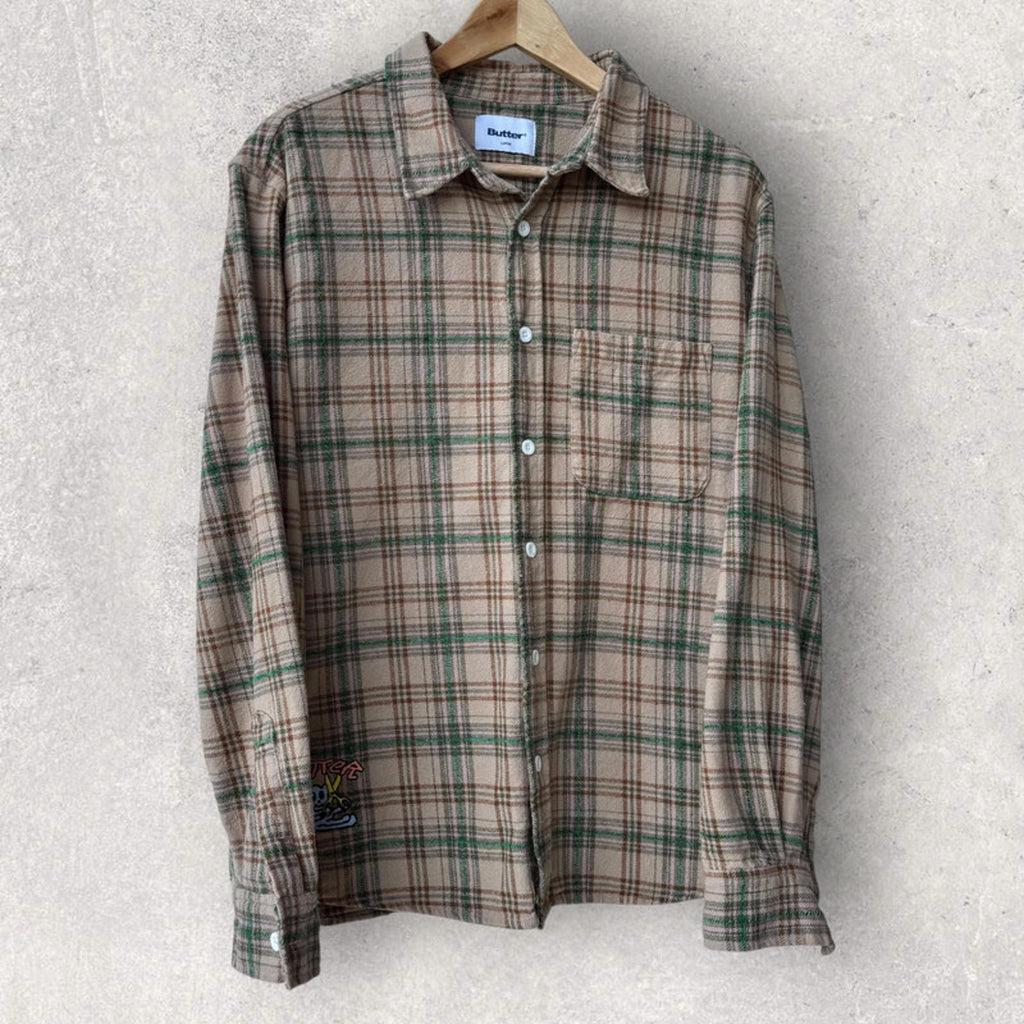 Butter Goods Rodent Flannel Shirt Beige Size S