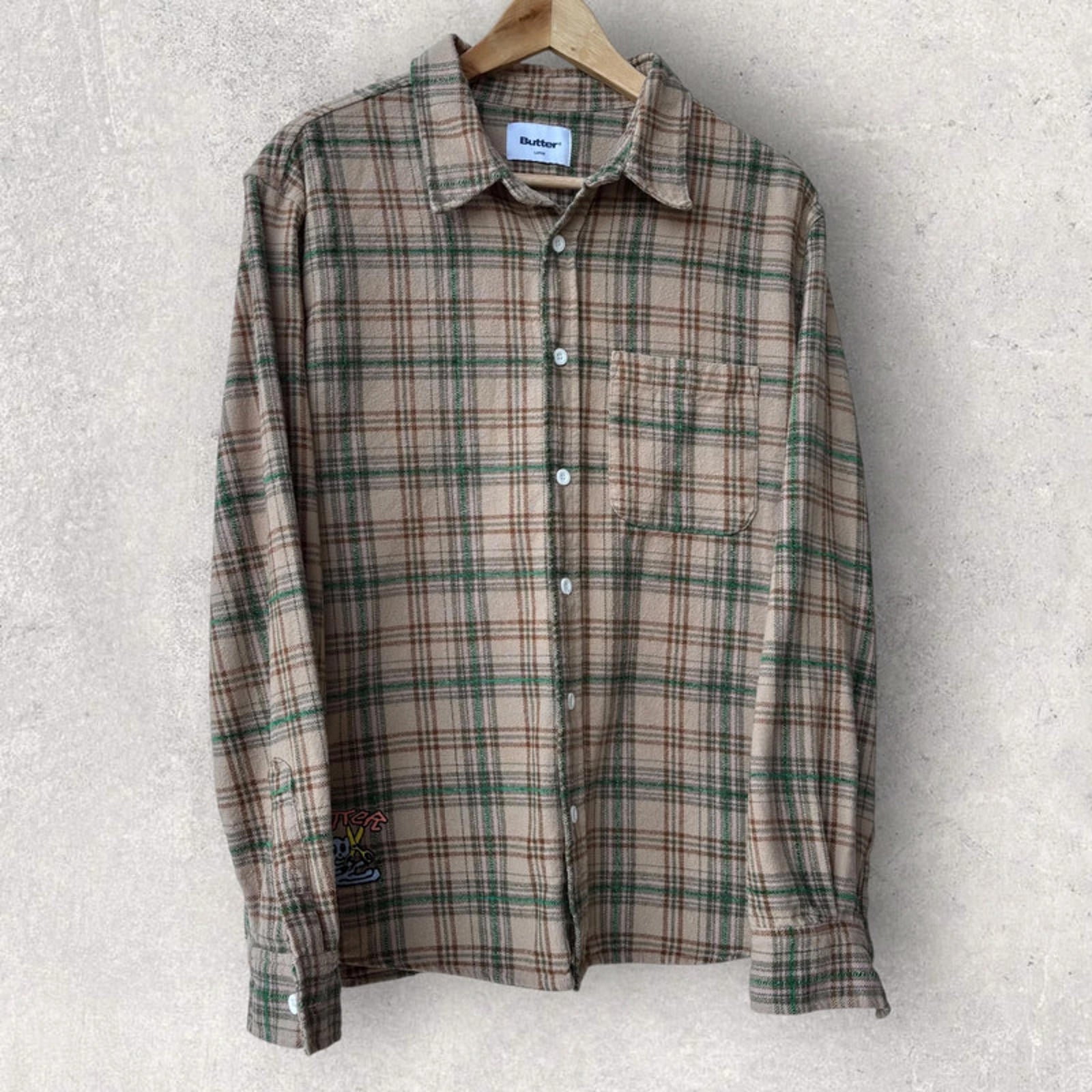 Butter Goods Rodent Flannel Shirt Beige Size S