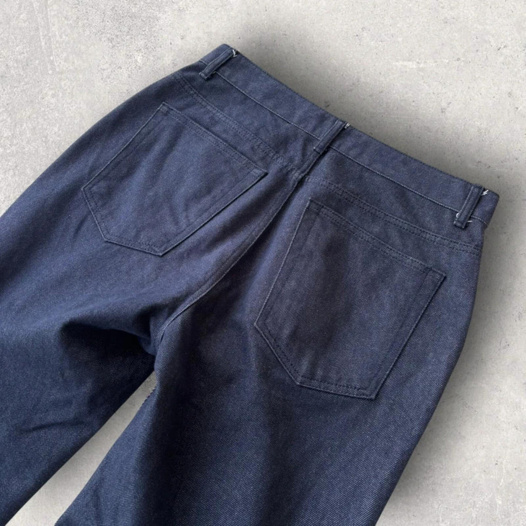 Uniform Bridge Pleated Wide Denim Jean Indigo L