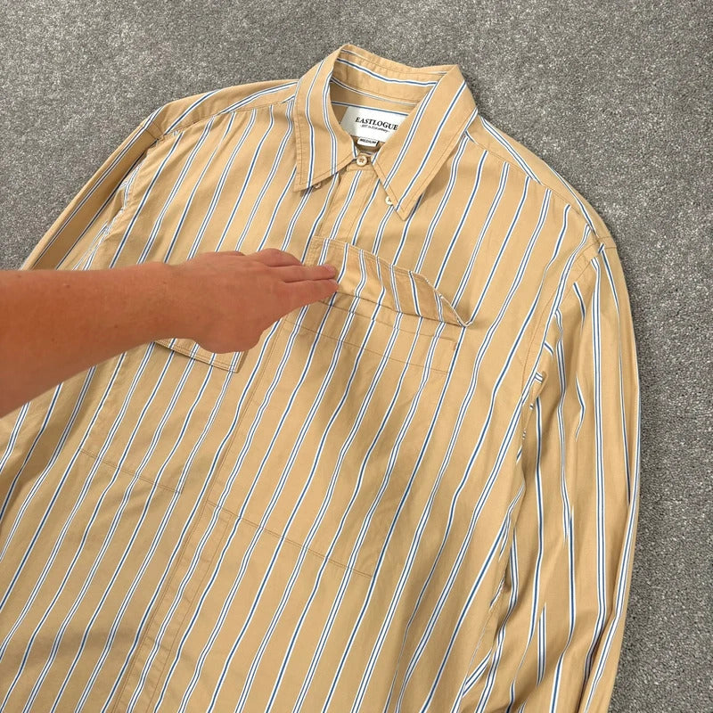 Eastlogue Asymmetric Stripe Utility Shirt Yellow M