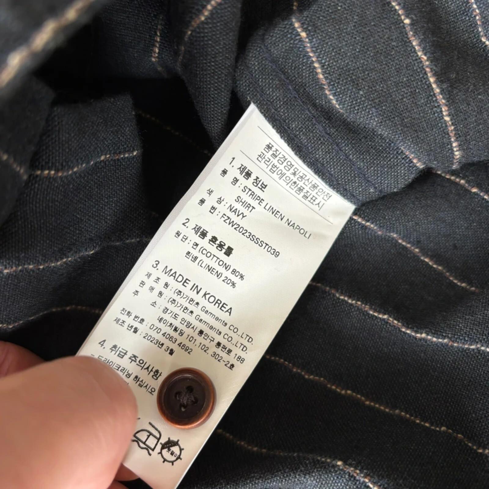 Frizmworks Linen Stripe Shirt Navy L