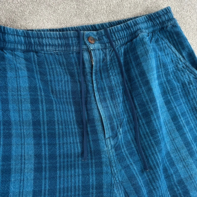 Universal Works Check Baggy Short Navy L
