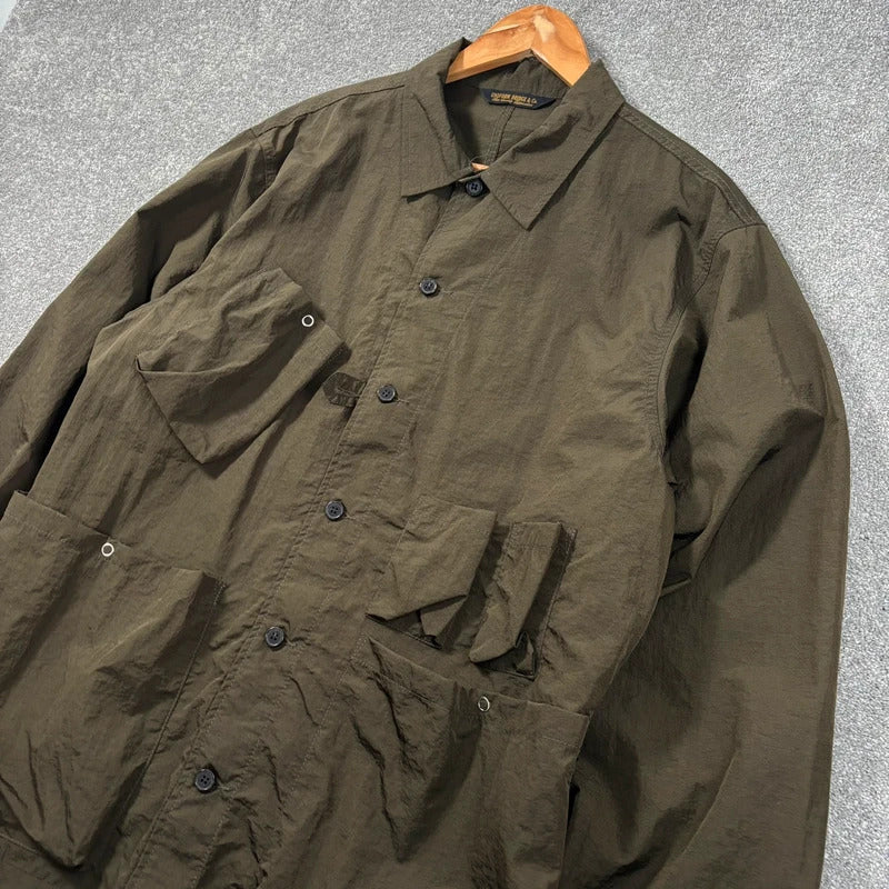 Uniform Bridge Nylon Utility Overshirt Olive L