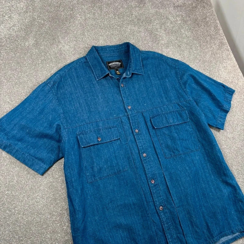 Frizmworks Linen Trucker Half Shirt Blue XL