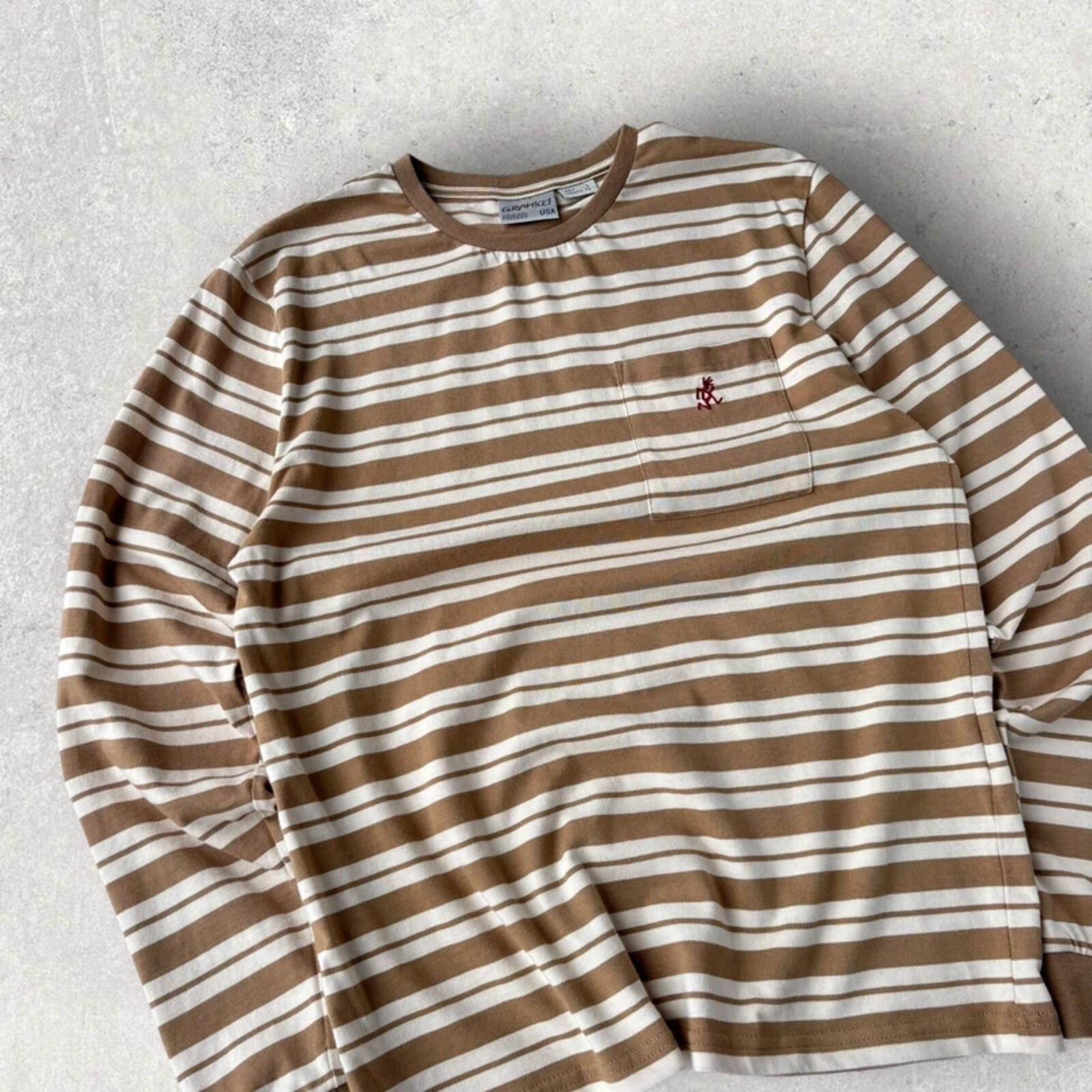 Gramicci Stripe Long Sleeve T Shirt Beige S