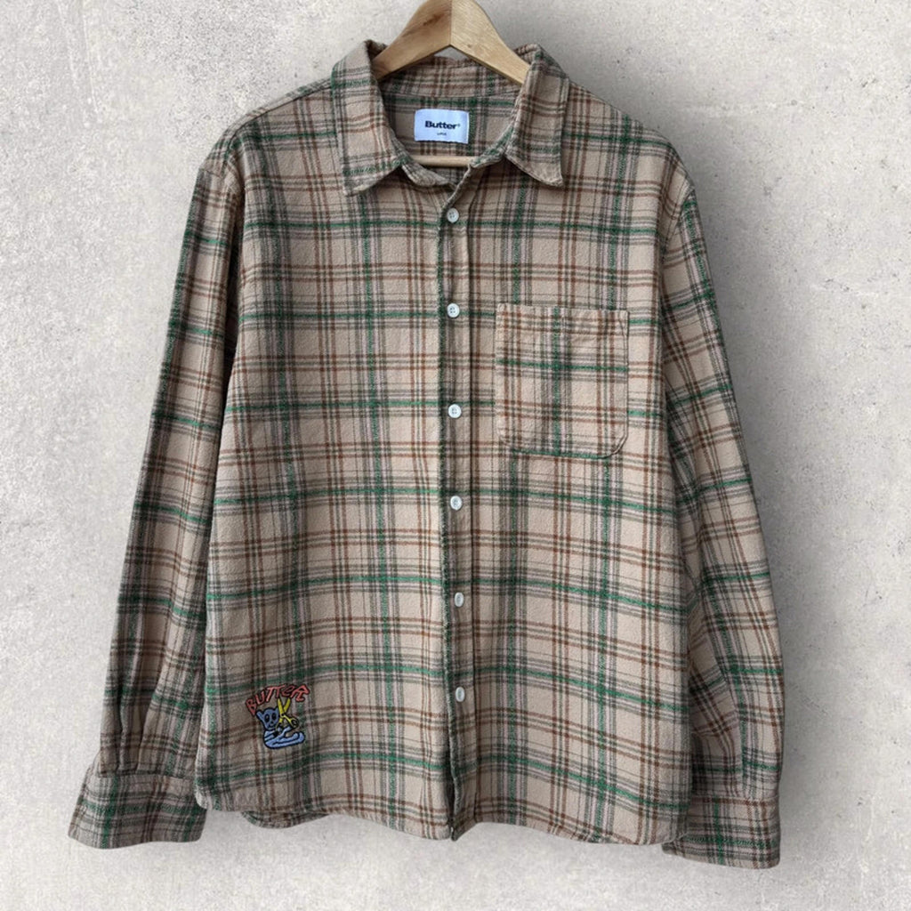 Butter Goods Rodent Flannel Shirt Beige Size S