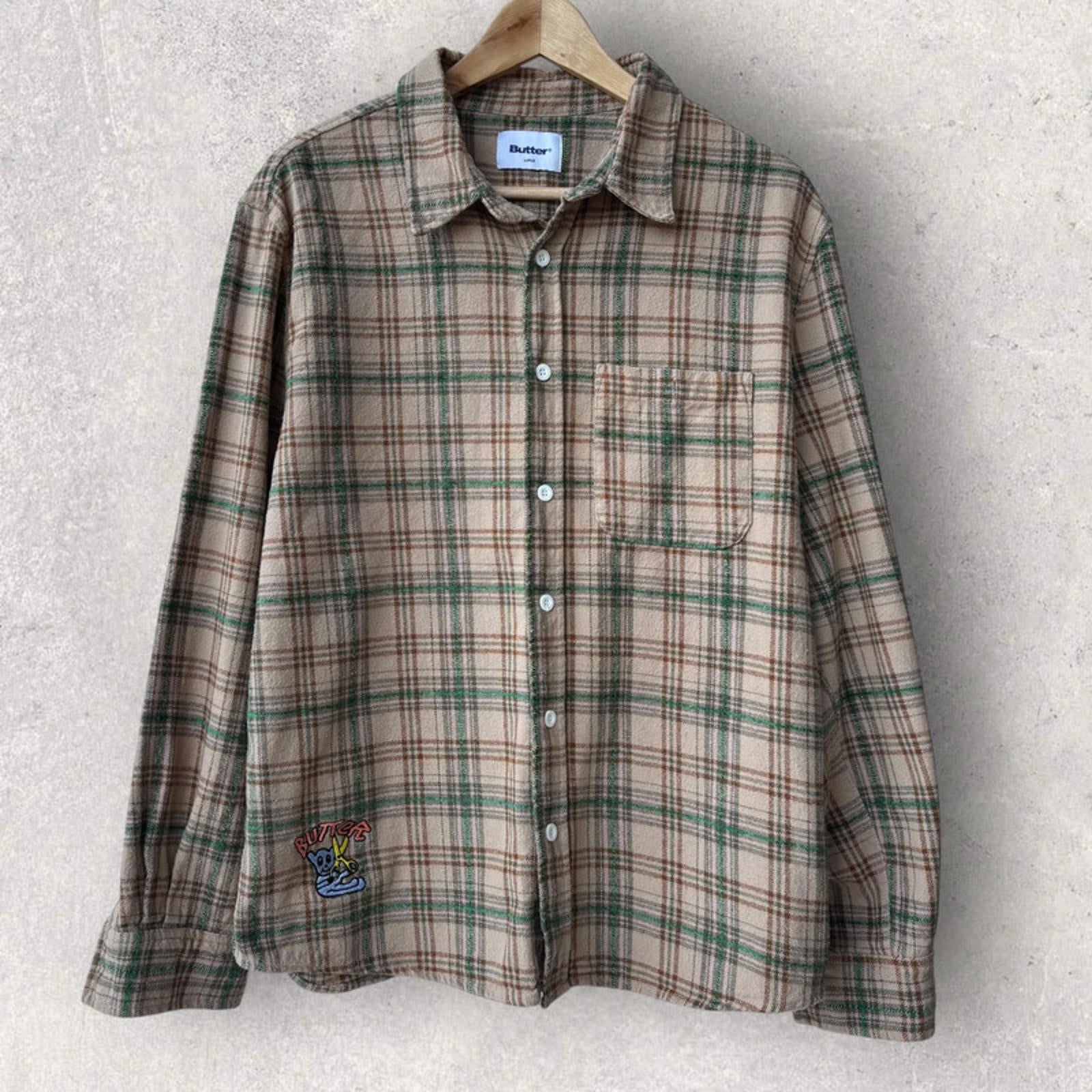Butter Goods Rodent Flannel Shirt Beige Size S