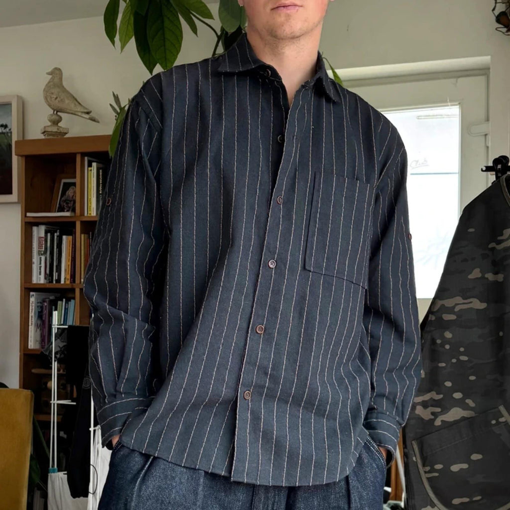 Frizmworks Linen Stripe Shirt Navy L
