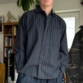 Frizmworks Linen Stripe Shirt Navy L