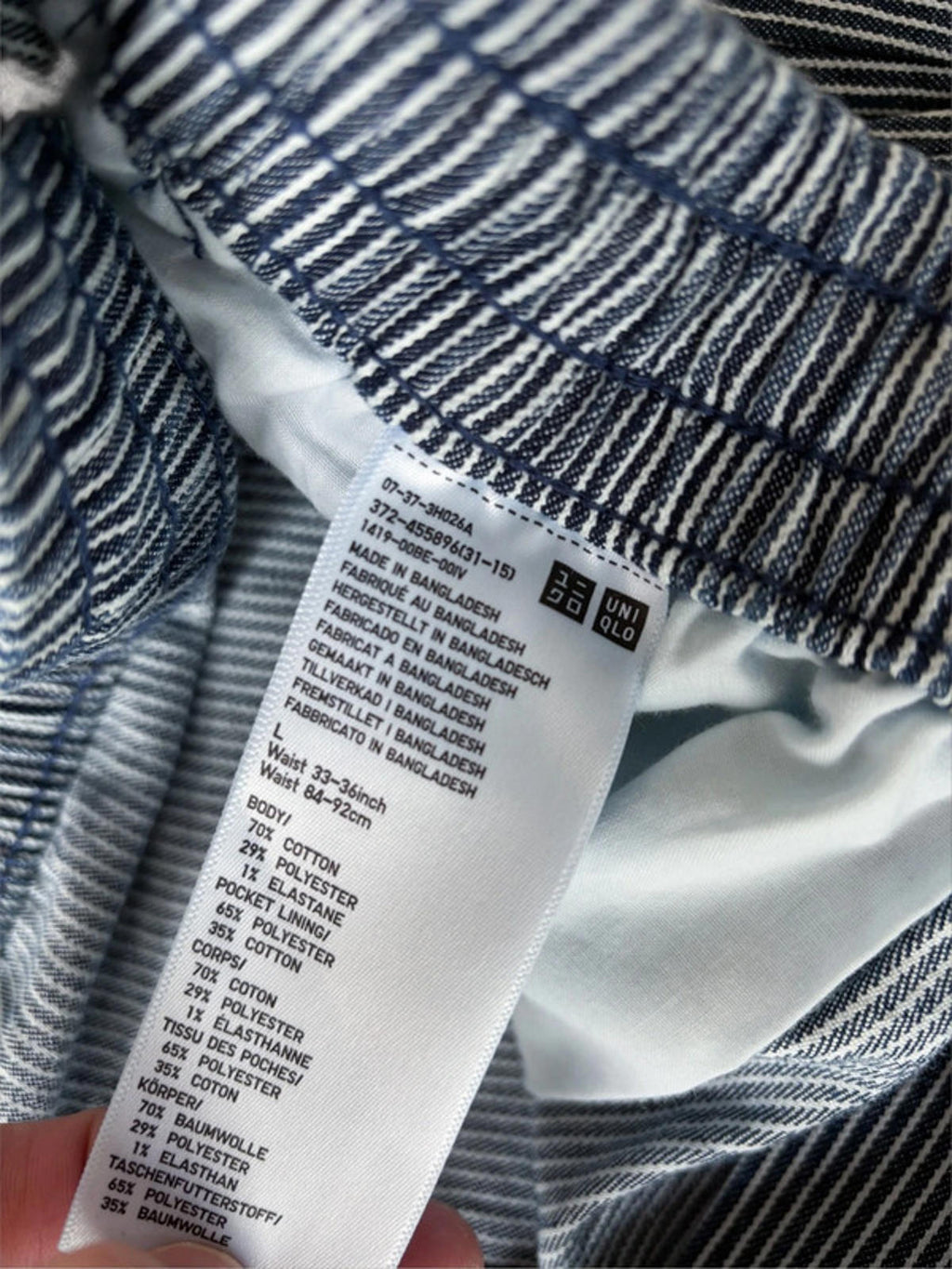 Uniqlo Pinstripe Baggy Trousers Blue Size L