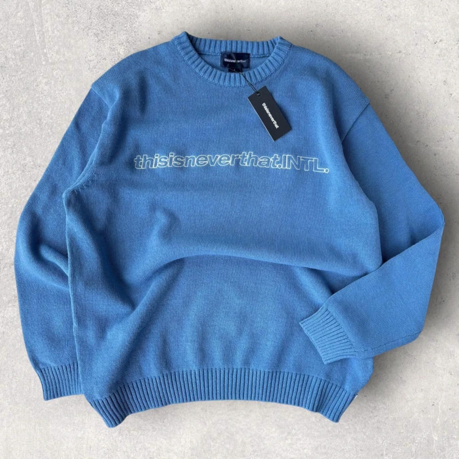 Thisisneverthat Spellout Knit Sweater Blue L