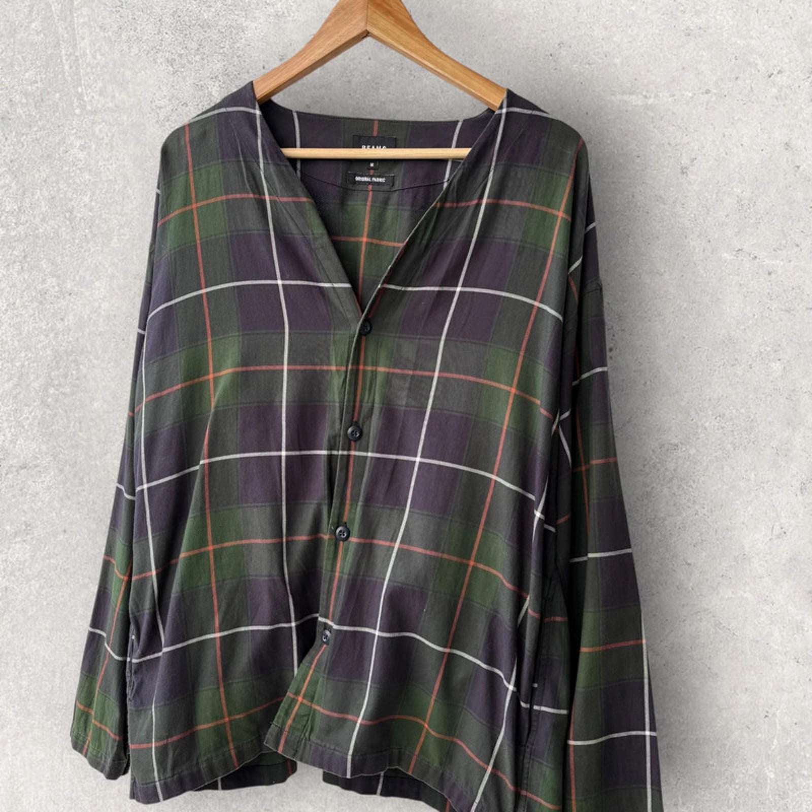 Beams Japan Check Cardigan Green Size M