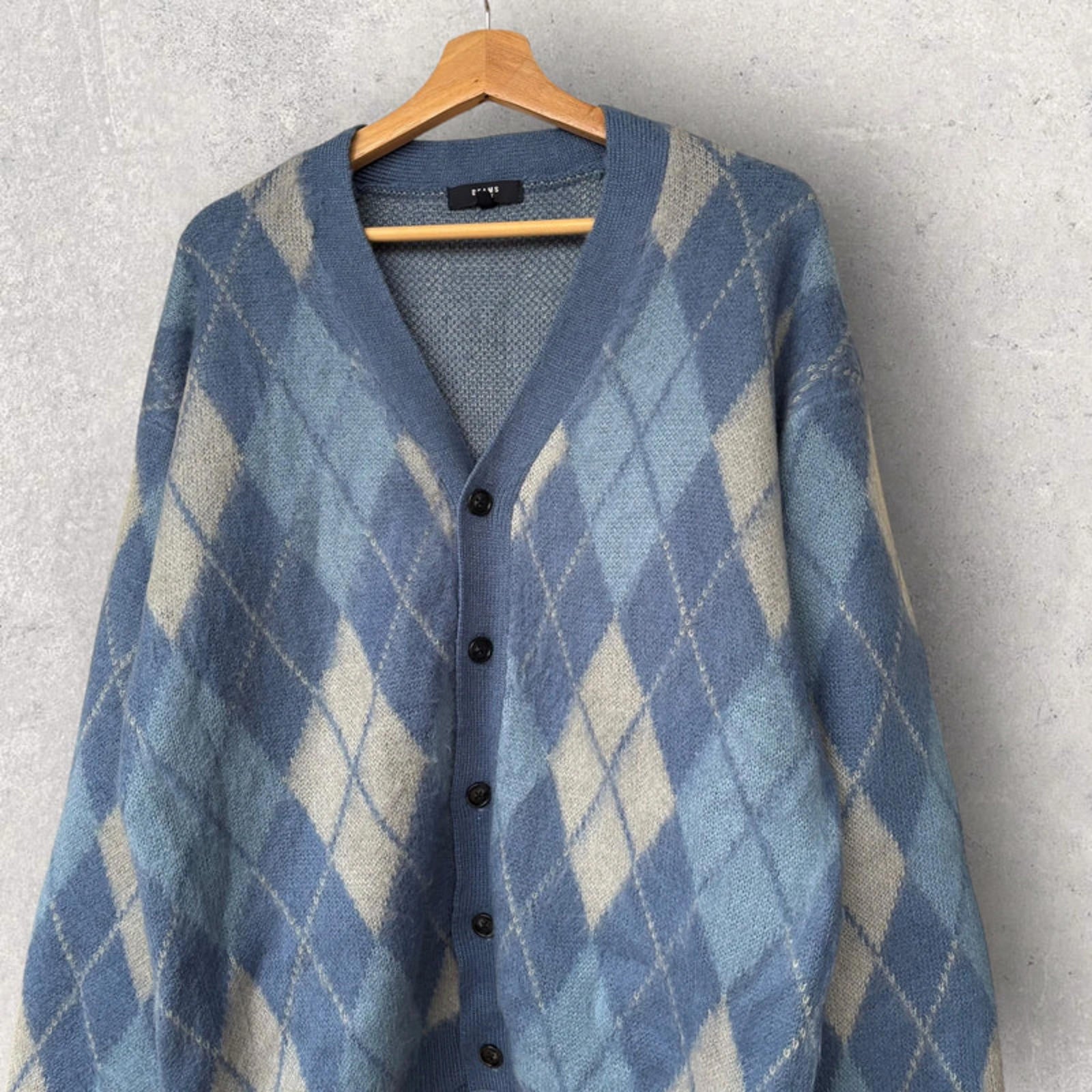 Beams Argyle Diamond Cardigan Blue S Japan Import