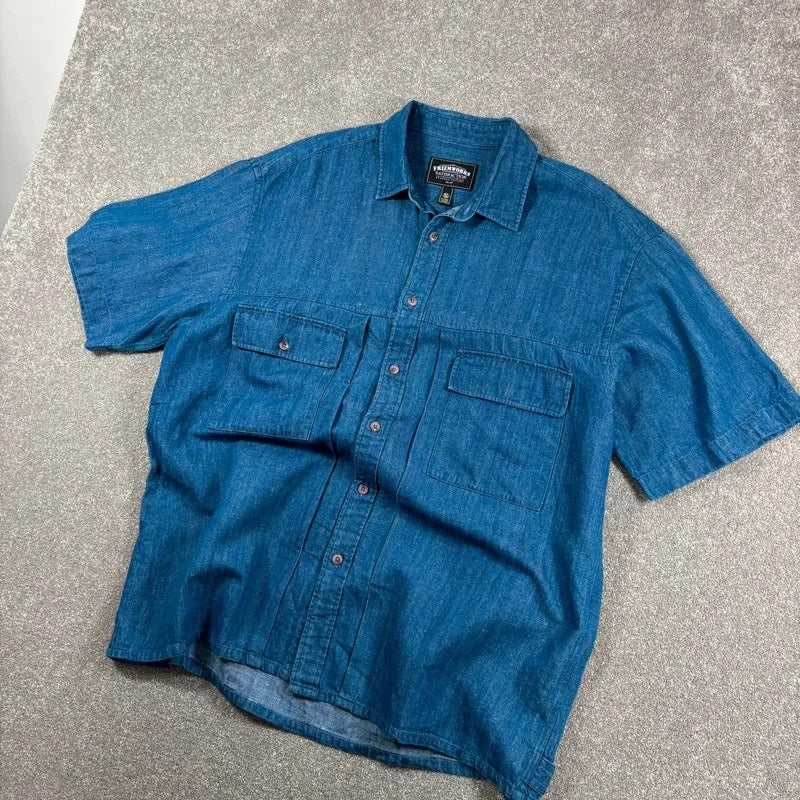 Frizmworks Linen Trucker Half Shirt Blue XL