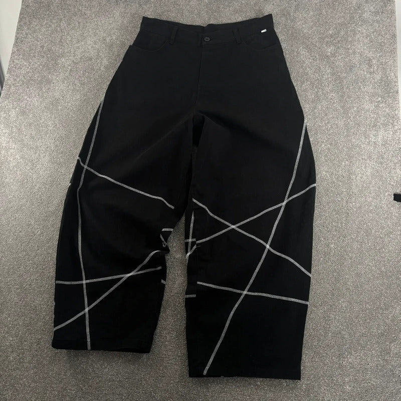 NoManual Baggy Contrast Trouser Black W32