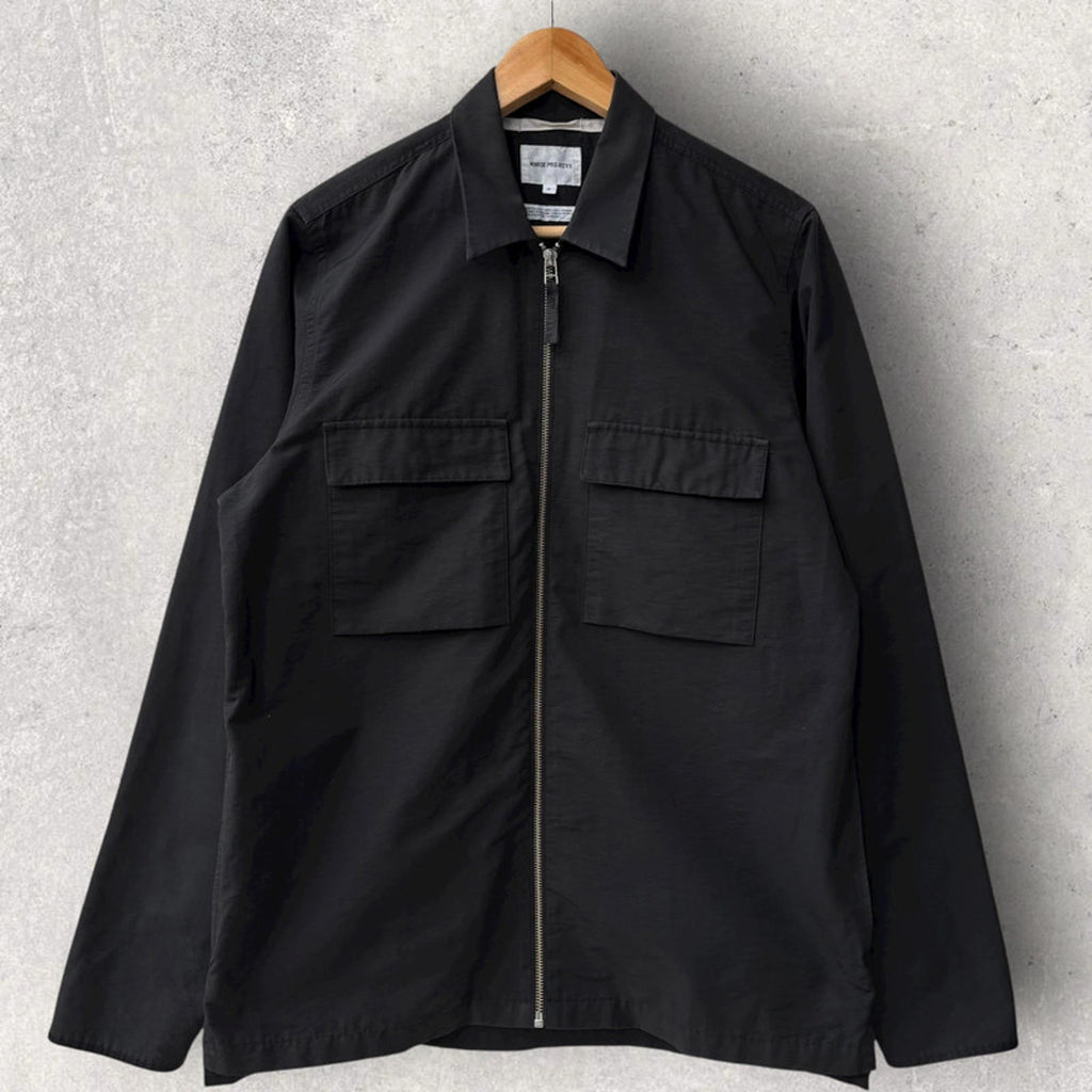 Norse Projects Jens Grosgrain Zip Overshirt Black Size M