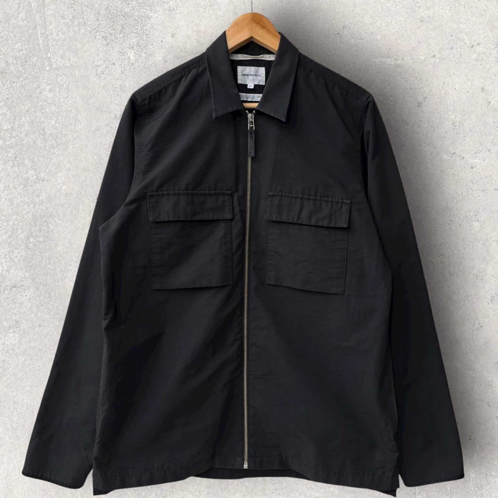 Norse Projects Jens Grosgrain Zip Overshirt Black Size M