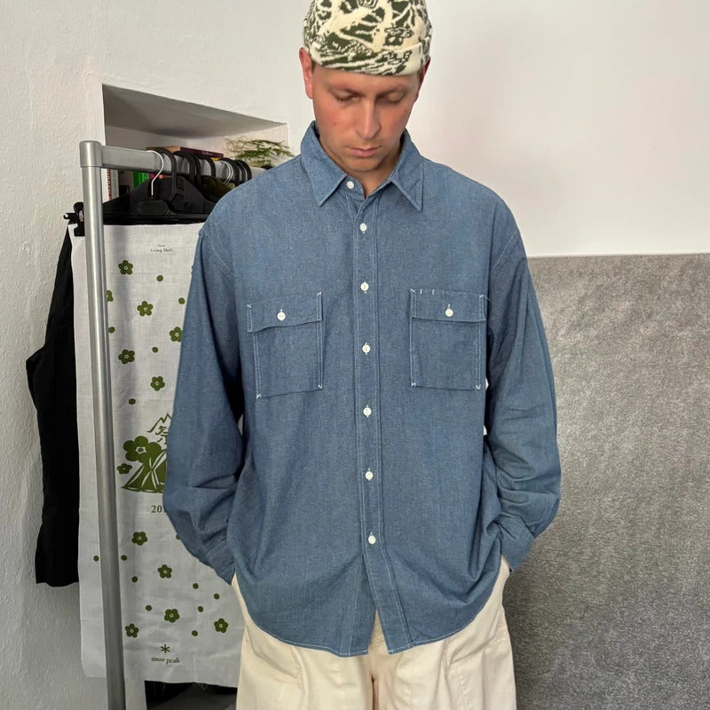 Frizmworks Pocket Chambray Shirt Blue XL