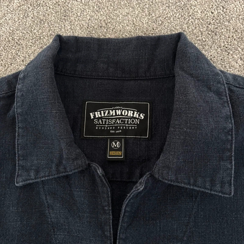 Frizmworks Linen Pullover Shirt Navy M