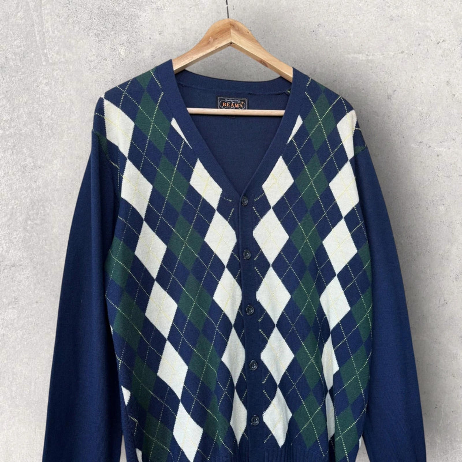 Beams Plus Golfer Knit Cardigan Navy Size M