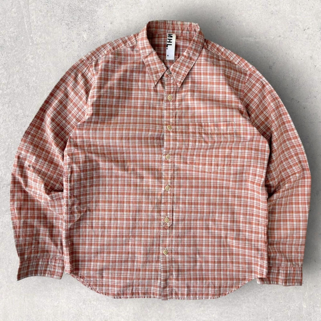 Margaret Howell Cropped Plaid Shirt Coral S