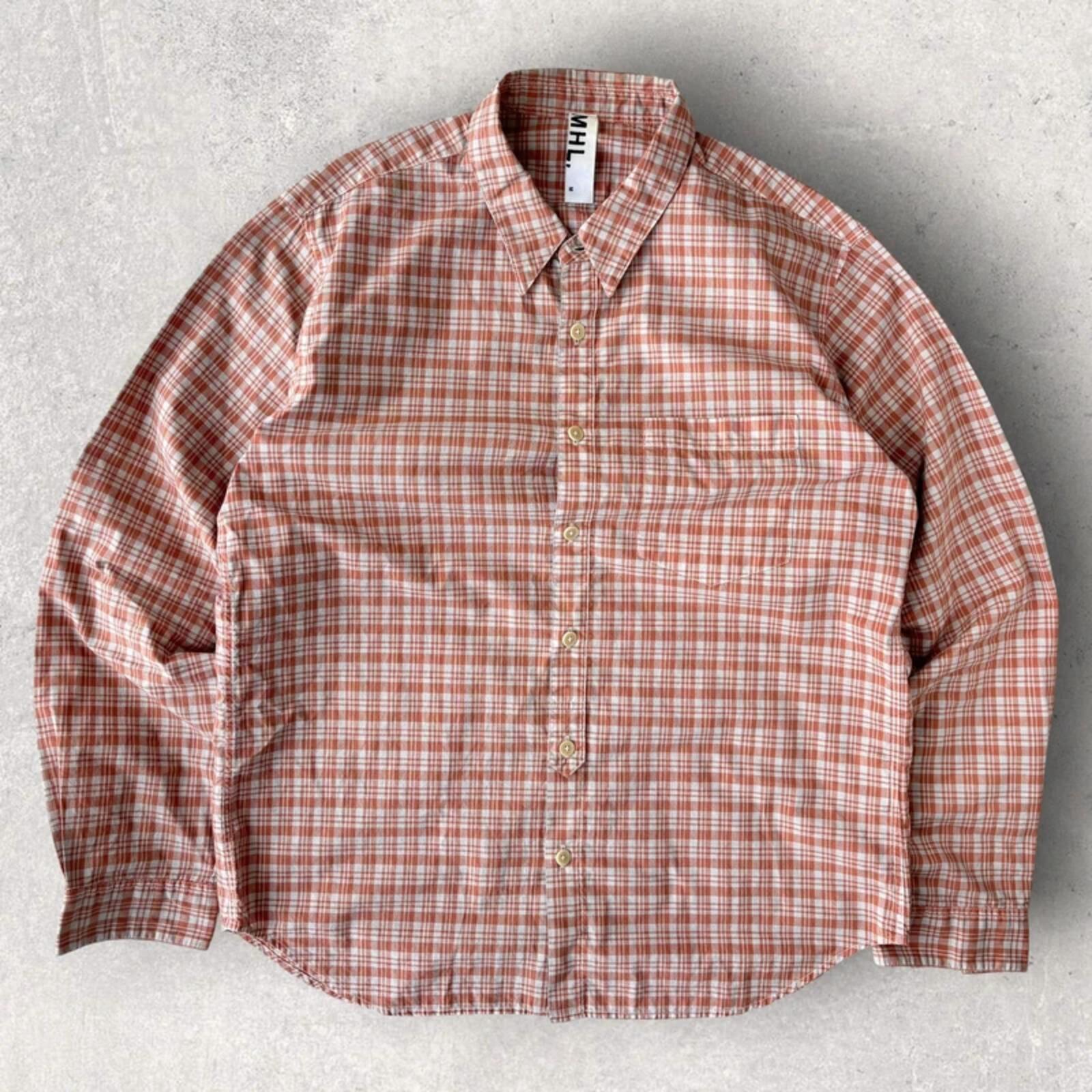 Margaret Howell Cropped Plaid Shirt Coral S