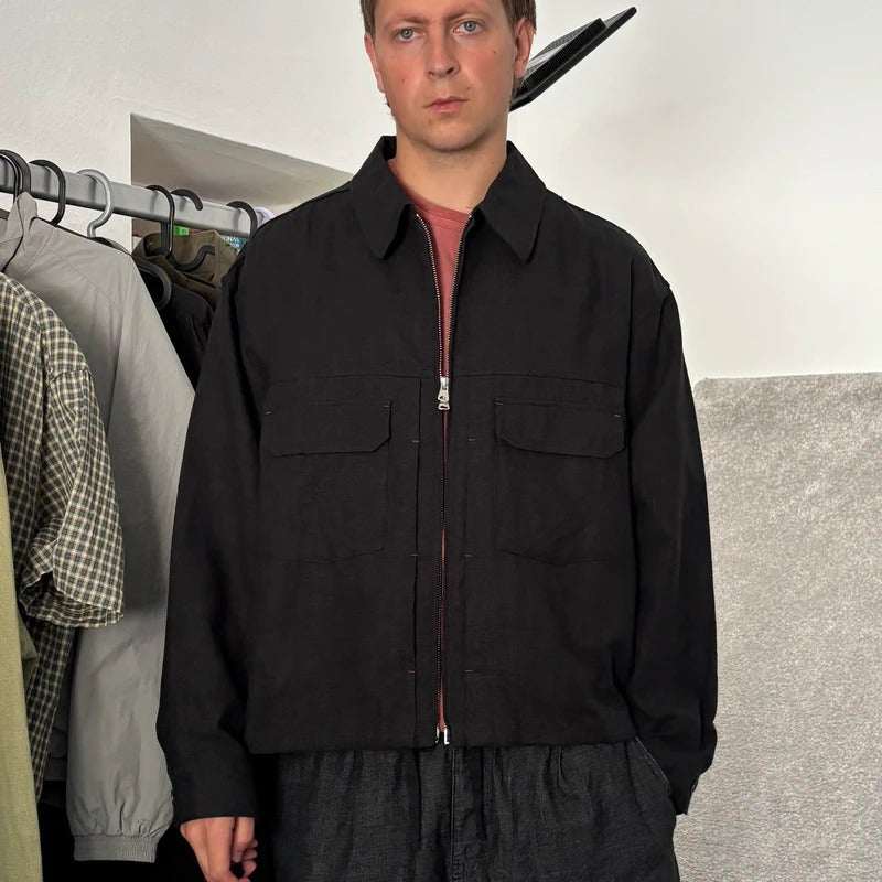 Frizmworks Linen Trucker Jacket Black L