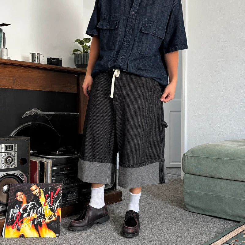 Korean Ultra Baggy Pinstripe Shorts XL