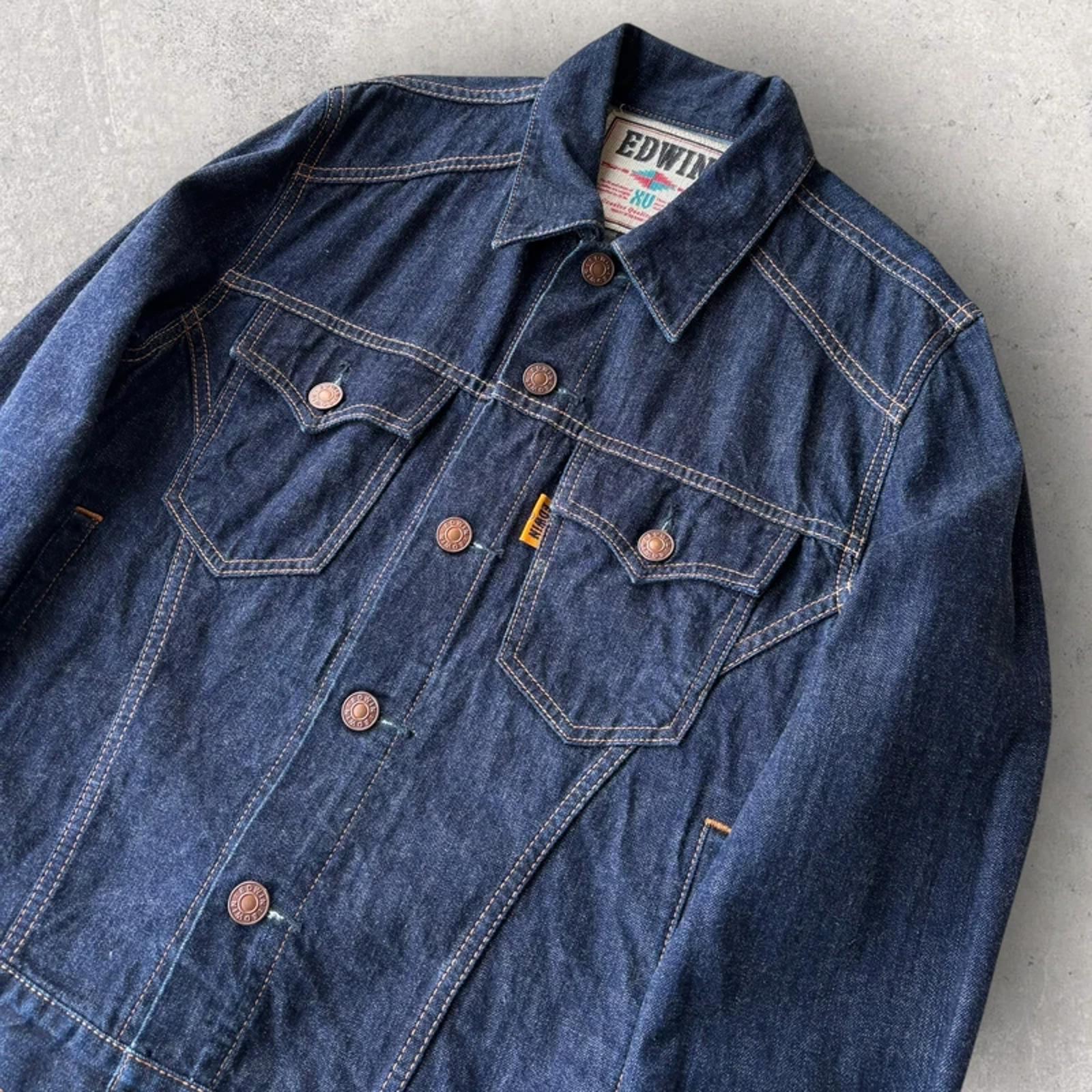 Edwin Japan XU Cropped Denim Jacket Indigo Womens L Japan Import