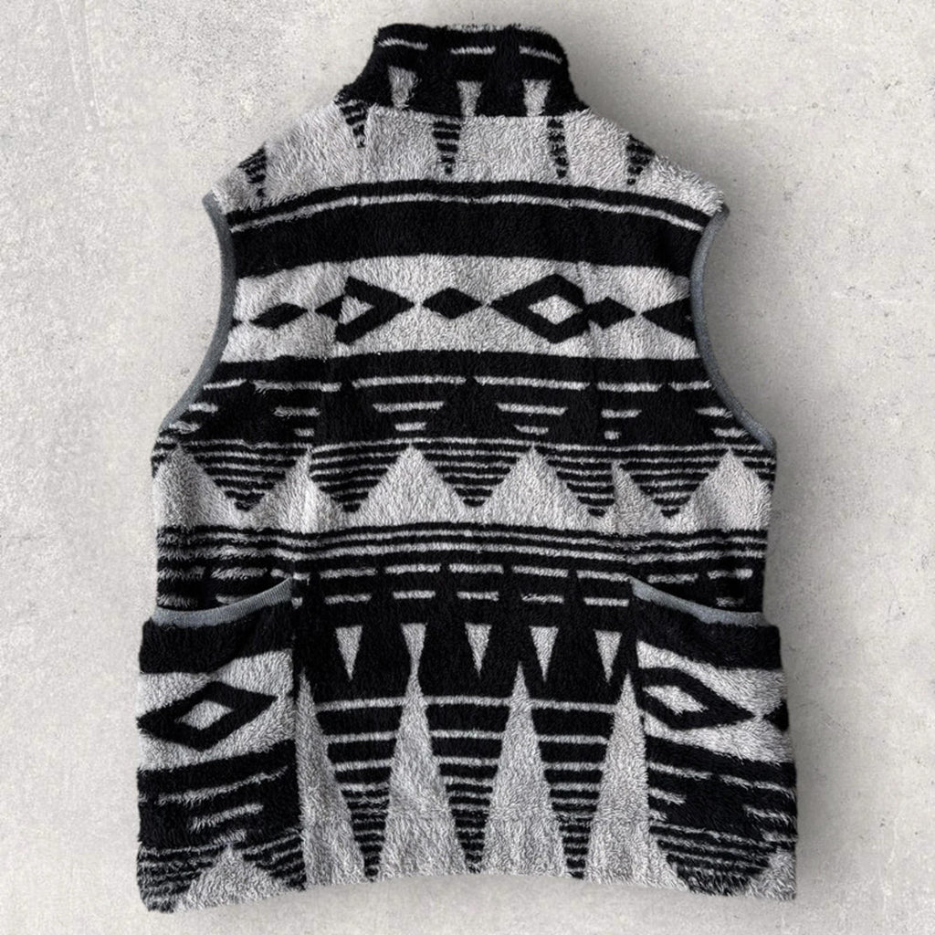 Snow Peak Geometric Fleece Vest White/Black Size M – Japan import