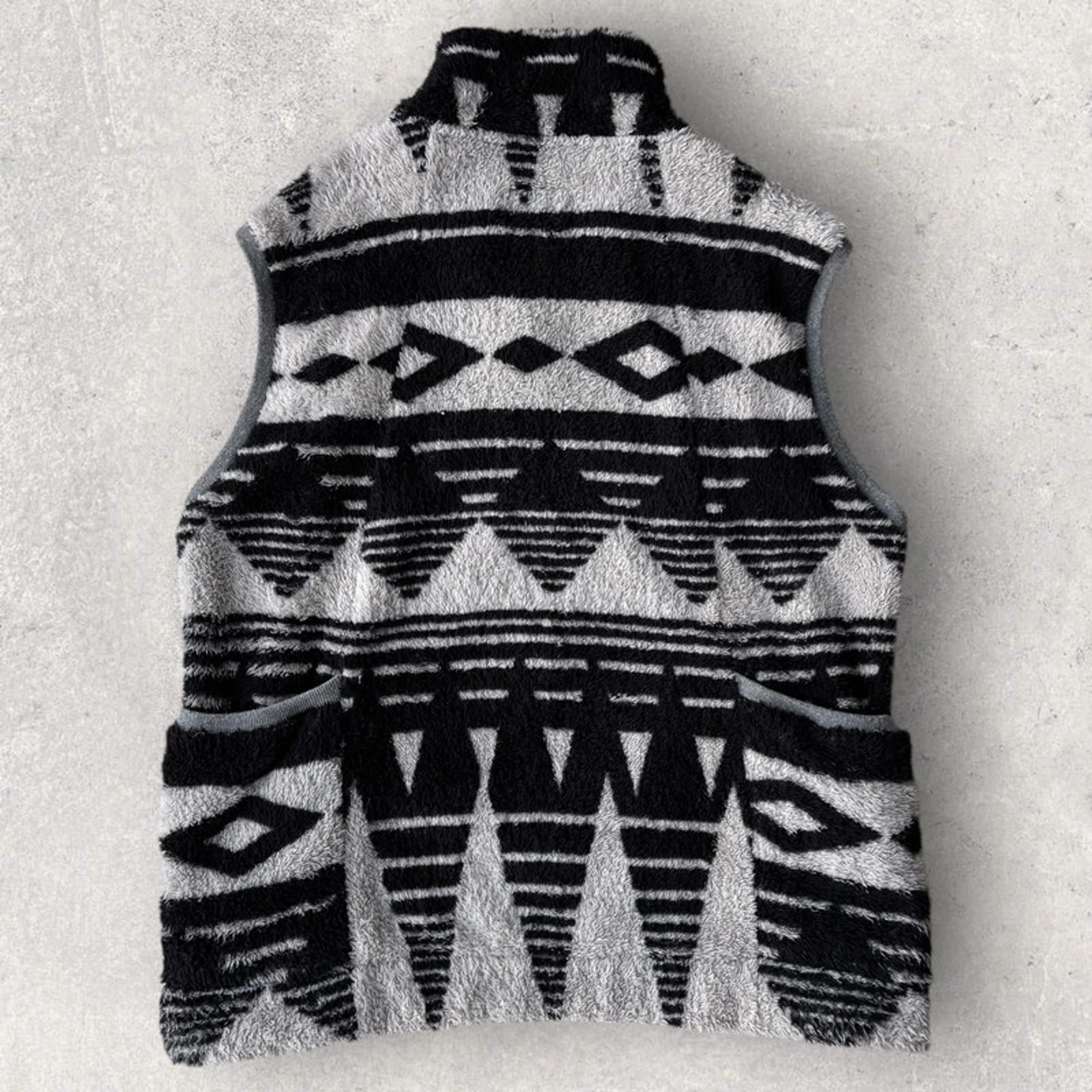 Snow Peak Geometric Fleece Vest White/Black Size M – Japan import