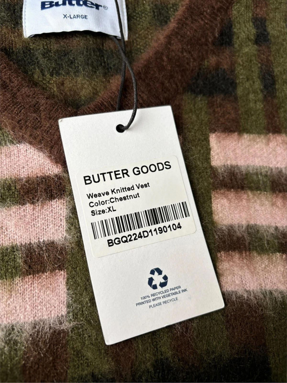 BNWT Butter Goods Weave Knitted Vest Chestnut XL