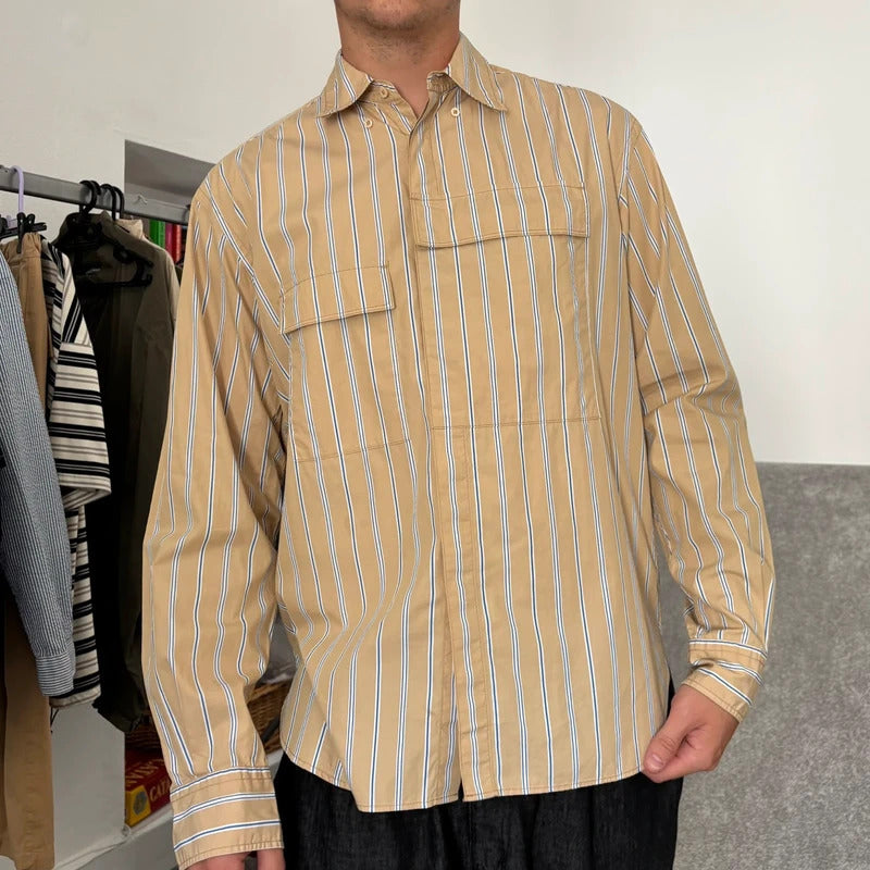 Eastlogue Asymmetric Stripe Utility Shirt Yellow M