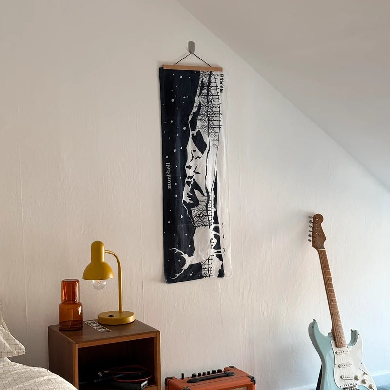 Montbell x Abashiri Prison Japanese  Wall Hanging Tenugui Navy / White