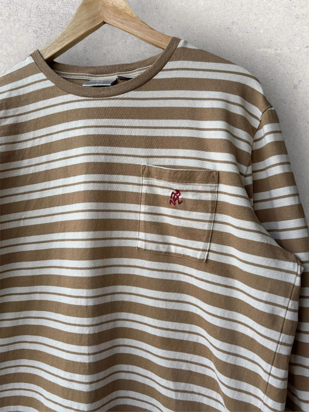 Gramicci One Point Striped Long Sleeve Tee Brown S