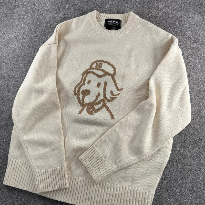 Frizmworks Pup Sketch Graphic Knit Ivory XL